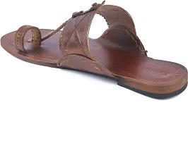 Stylish Brown Leather Slippers For Men-thumb2