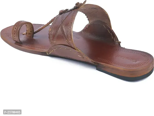 Stylish Brown Leather Slippers For Men-thumb3