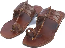 Stylish Brown Leather Slippers For Men-thumb4