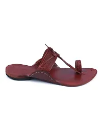 Stylish Red Leather Textured One Toe Flats For Men-thumb1