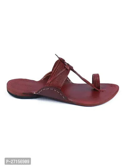 Stylish Red Leather Textured One Toe Flats For Men-thumb2