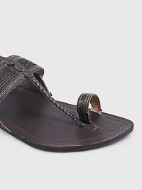 Stylish Brown Leather Slippers For Men-thumb1