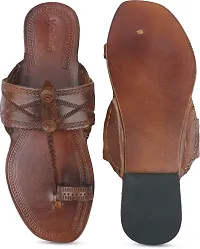 Stylish Brown Leather Slippers For Men-thumb3