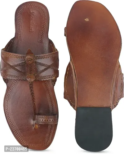 Stylish Brown Leather Slippers For Men-thumb4