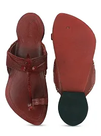 Stylish Red Leather Textured One Toe Flats For Men-thumb3