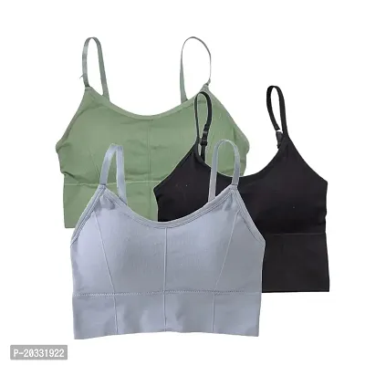 Grisha Women Everyday Lightly Padded Bra Cotton Blend Non-Wired Full Coverage Multiway Seamless Bra Free Size (Combo Pack of 3) (Green-Gray-Black)-thumb0