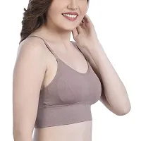 Grisha Women Everyday Lightly Padded Bra Cotton Blend Non-Wired Full Coverage Multiway Seamless Bra Free Size (Combo Pack of 3) (Brown-Green-Gray)-thumb4