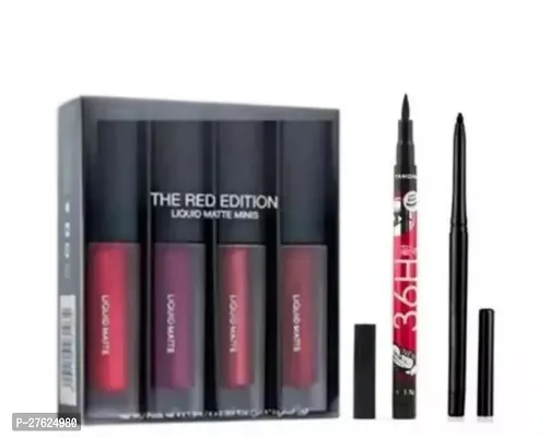 Elfera Multicolour Lipstick and eye liner with Balck kajal pack of 6