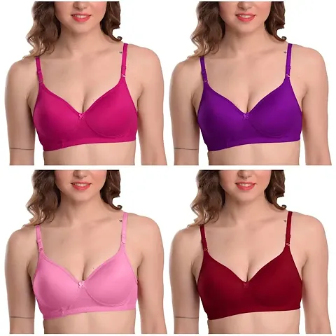 Classic Solid Bra for Women, Pack of 4