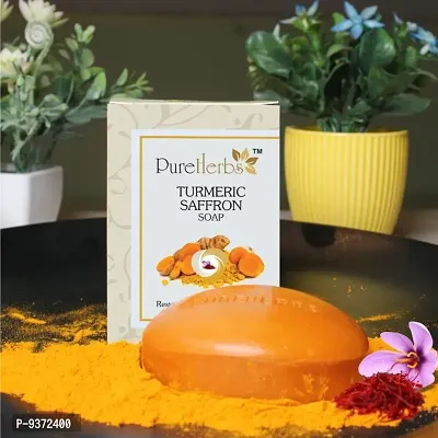 PureHerbs-Premium Turmeric  Saffron Handmade Soap protects from sun damage Pack of 2