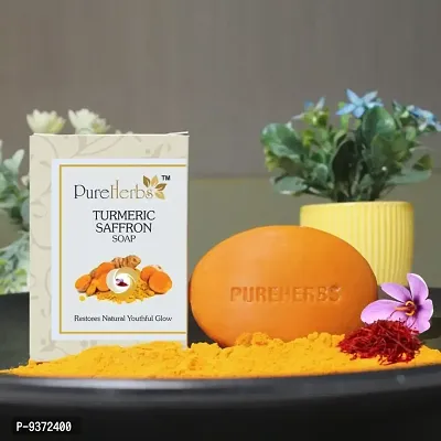 PureHerbs-Premium Turmeric  Saffron Handmade Soap protects from sun damage Pack of 2-thumb2