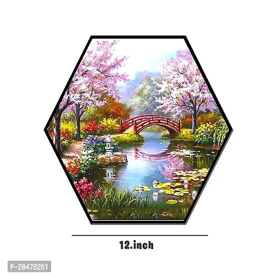 Yadass Handcrafted UV Textured Self Adhesive single Hexagon Beautiful Traditional/Abstract Painting (8 X 8, Multicolored, Pack Of 1) | Nautre Piece Home d?cor digital wall painting (Hex_13)-thumb4
