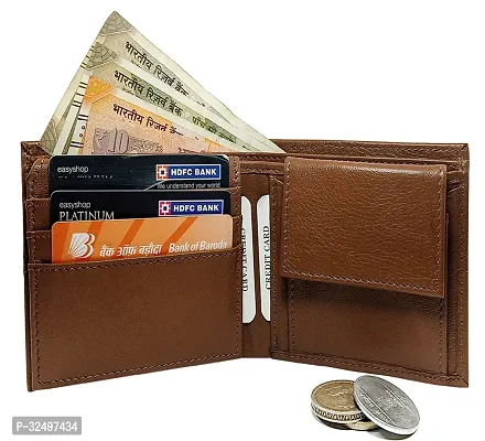 Men Tan Genuine Leather Wallet - Regular Size  (6 Card Slots)-thumb0