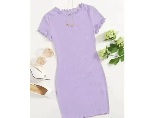 Buy Dvilla Women Puff Sleeve Wrap one Piece Bodycon Dress (Small) Purple at  Amazon.in