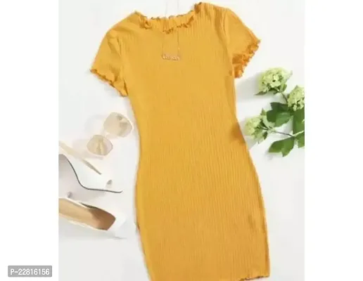 Plain Yellow Cross Cut One Piece Dress, 3/4th Sleeves, Party Wear at Rs 330/ piece in Surat