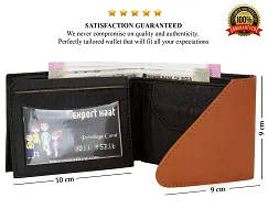 Artificial Leather Wallet For Men Black  Tan Gents Purse With Flap  Snap Lock-thumb2
