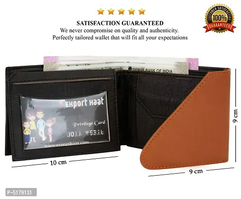 Artificial Leather Wallet For Men Black  Tan Gents Purse With Flap  Snap Lock-thumb3