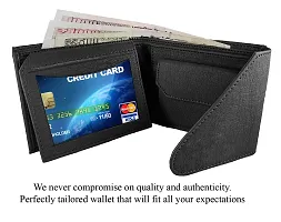 Artificial Leather Wallet For Men Black Gents Purse With Flap  Snap Lock-thumb1