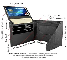 Artificial Leather Wallet For Men Black Gents Purse With Flap  Snap Lock-thumb2