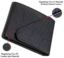 Artificial Leather Wallet For Men Black Gents Purse With Flap  Snap Lock-thumb3