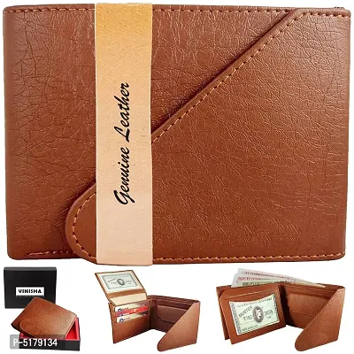 Artificial Leather Wallet For Men Tan Gents Purse With Flap  Snap Lock