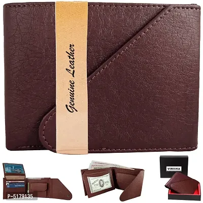Artificial Leather Wallet For Men Brown Gents Purse With Flap  Snap Lock
