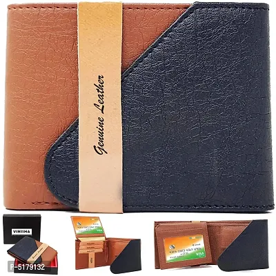 Artificial Leather Wallet For Men Tan  Black Gents Purse With Flap  Snap Lock