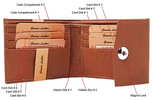 Artificial Leather Wallet For Men Tan Gents Purse With Magnet Lock-thumb1