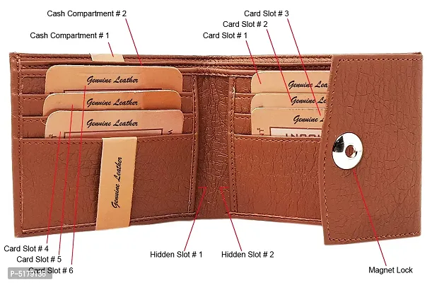 Artificial Leather Wallet For Men Tan Gents Purse With Magnet Lock-thumb2