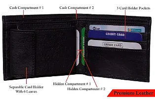 Artificial Leather Wallet For Men Black Gents Purse With Removable ATM Card Holder-thumb2