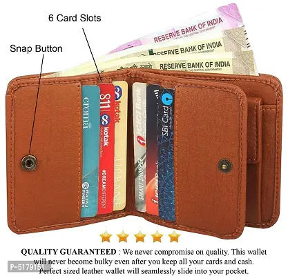 Artificial Leather Wallet For Men Tan Gents Purse With Snap Lock Double Partition-thumb3