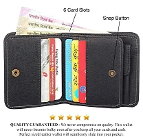 Artificial Leather Wallet For Men Black Gents Purse With Snap Lock Double Partition-thumb2