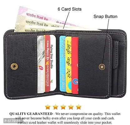 Artificial Leather Wallet For Men Black Gents Purse With Snap Lock Double Partition-thumb3