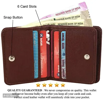 Artificial Leather Wallet For Men Brown Gents Purse With Snap Lock Double Partition-thumb3