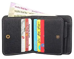 Artificial Leather Wallet For Men Black Gents Purse With Snap Lock Double Partition-thumb1