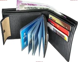 Artificial Leather Wallet For Men Black Gents Purse With Removable ATM Card Holder-thumb1