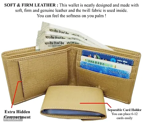 Artificial Leather Wallet For Men Beige Gents Purse With Removable ATM Card Holder-thumb4