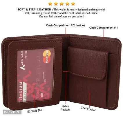 Artificial Leather Wallet For Men Brown Gents Purse With Snap Lock Double Partition-thumb4