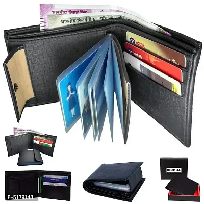 Artificial Leather Wallet For Men Black Gents Purse With Removable ATM Card Holder-thumb0