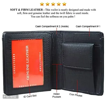 Artificial Leather Wallet For Men Black Gents Purse With Snap Lock Double Partition-thumb4