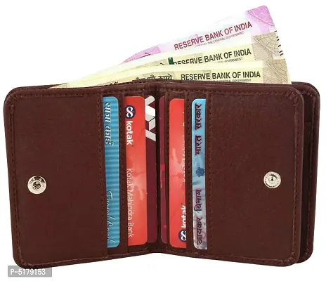 Artificial Leather Wallet For Men Brown Gents Purse With Snap Lock Double Partition-thumb2