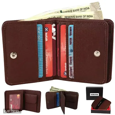 Artificial Leather Wallet For Men Brown Gents Purse With Snap Lock Double Partition