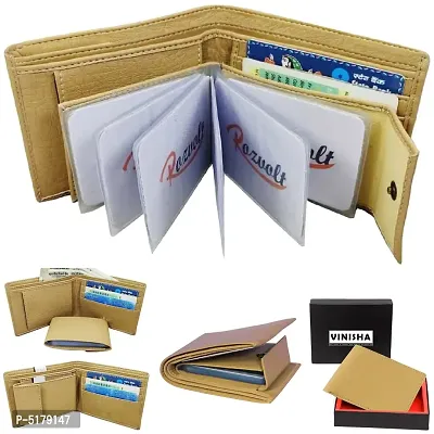 Artificial Leather Wallet For Men Beige Gents Purse With Removable ATM Card Holder