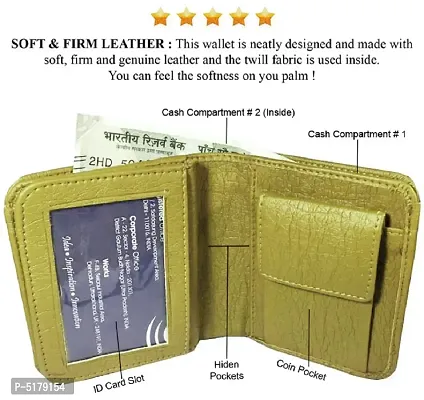 Artificial Leather Wallet For Men Beige Gents Purse With Snap Lock Double Partition-thumb4