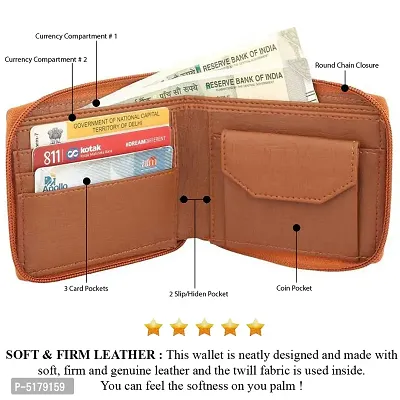 Artificial Leather Wallet For Men  Women Tan Ladies  Gents Purse With Round Zip-thumb3