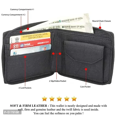 Artificial Leather Wallet For Men  Women Black Ladies  Gents Purse With Round Zip-thumb3