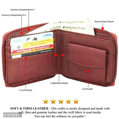 Artificial Leather Wallet For Men  Women Brown Ladies  Gents Purse With Round Zip-thumb3