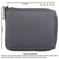 Artificial Leather Wallet For Men  Women Black Ladies  Gents Purse With Round Zip-thumb4