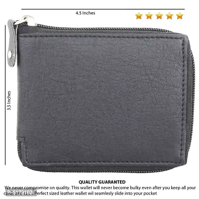 Artificial Leather Wallet For Men  Women Black Ladies  Gents Purse With Round Zip-thumb5