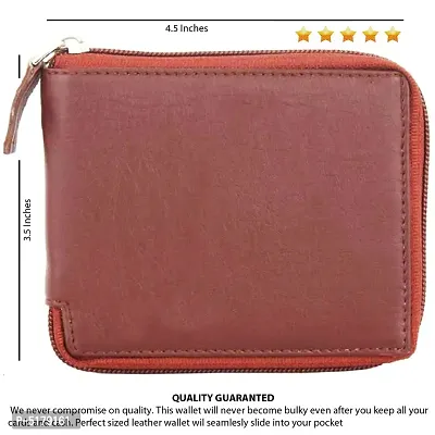 Artificial Leather Wallet For Men  Women Brown Ladies  Gents Purse With Round Zip-thumb5